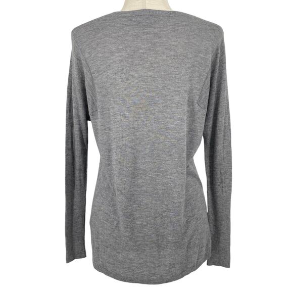 TROUVE Angora Rabbit Hair Blend V Neck Lightweight Oversized Sweater Gray XS - Picture 4 of 6